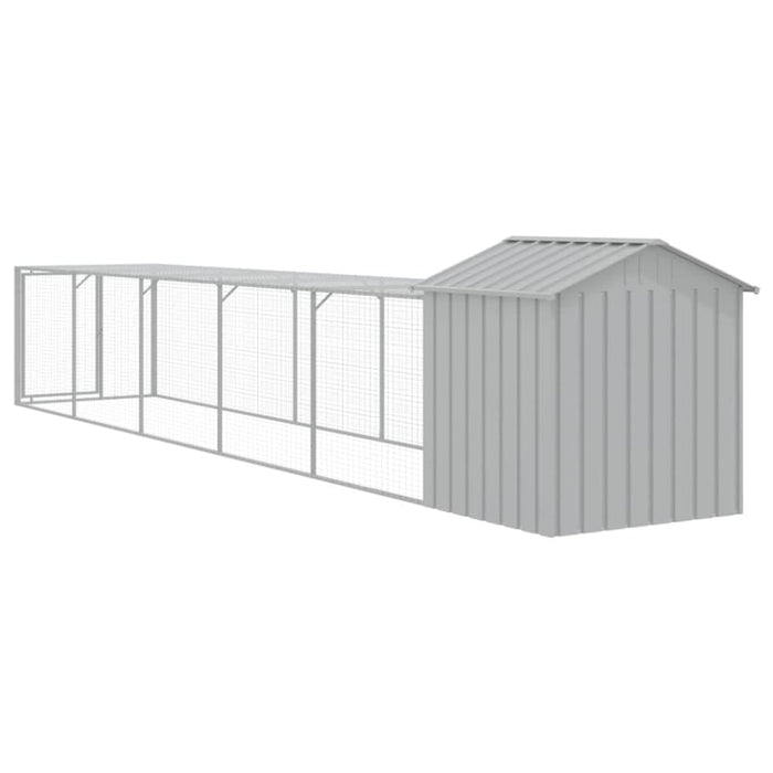 Chicken Cage With Run Light Grey 117x609x123 Cm Galvanised
