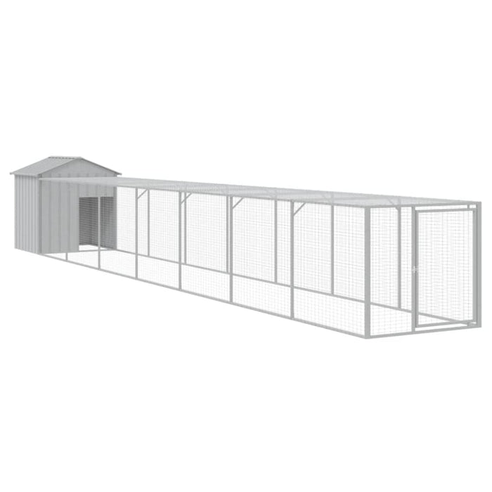 Chicken Cage With Run Light Grey 117x813x123 Cm Galvanised