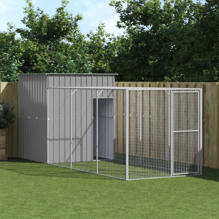 Chicken Cage With Run Light Grey 165x455x181 Cm Galvanised