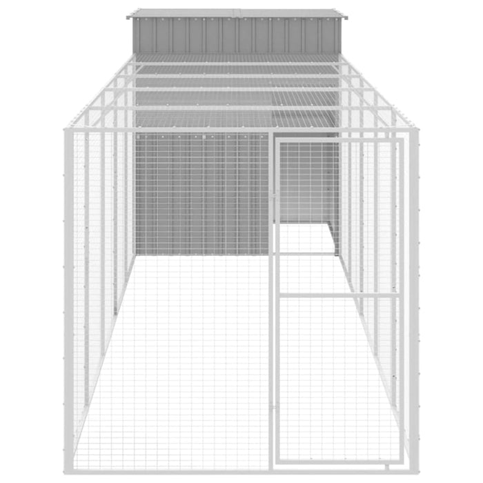 Chicken Cage With Run Light Grey 165x659x181 Cm Galvanised