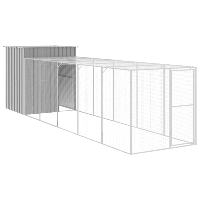 Chicken Cage With Run Light Grey 165x659x181 Cm Galvanised
