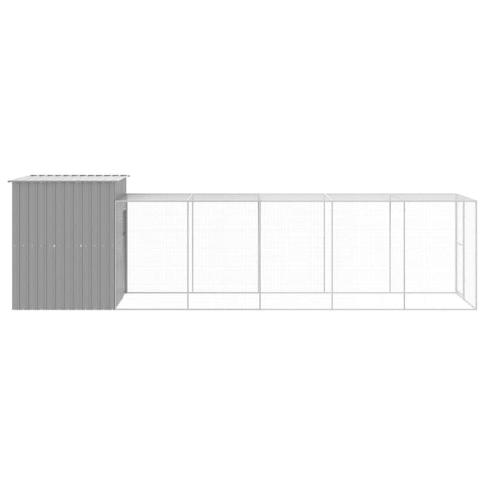 Chicken Cage With Run Light Grey 165x659x181 Cm Galvanised