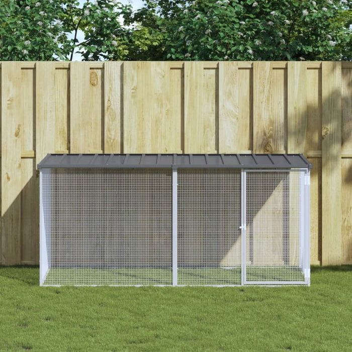 Chicken Cage with Roof Anthracite 203x98x90 Cm Galvanised