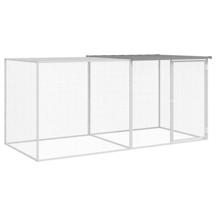Chicken Cage with Roof Light Grey 203x98x90 Cm Galvanised