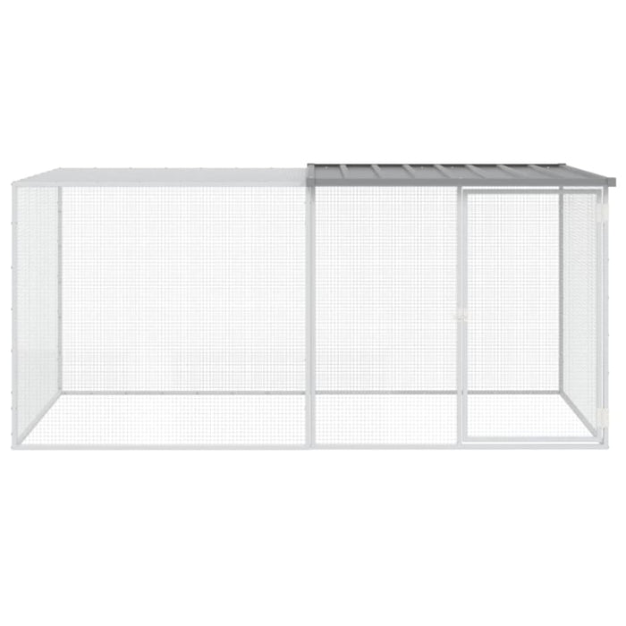 Chicken Cage with Roof Light Grey 203x98x90 Cm Galvanised