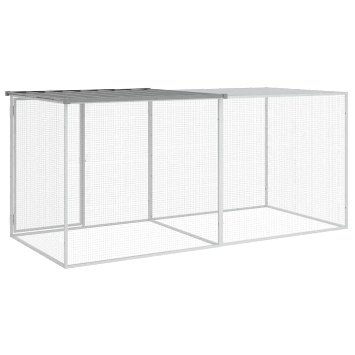 Chicken Cage with Roof Light Grey 203x98x90 Cm Galvanised