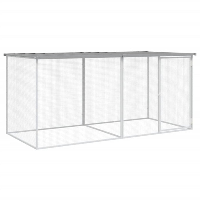 Chicken Cage with Roof Light Grey 203x98x90 Cm Galvanised