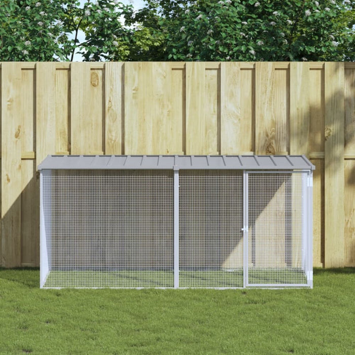 Chicken Cage with Roof Light Grey 203x98x90 Cm Galvanised