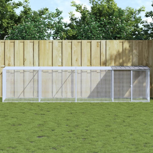 Chicken Cage with Roof Light Grey 403x98x90 Cm Galvanised