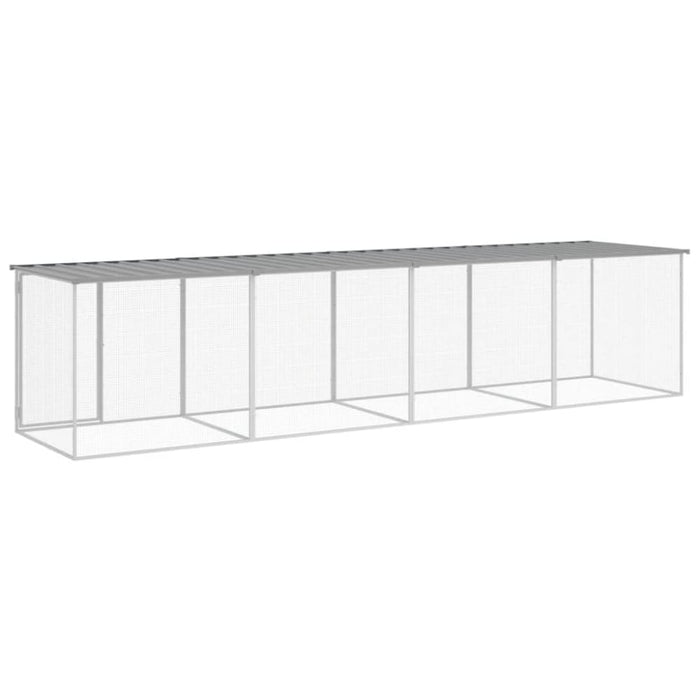 Chicken Cage with Roof Light Grey 403x98x90 Cm Galvanised