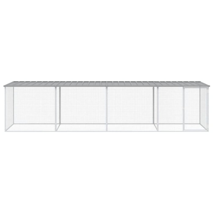 Chicken Cage with Roof Light Grey 403x98x90 Cm Galvanised