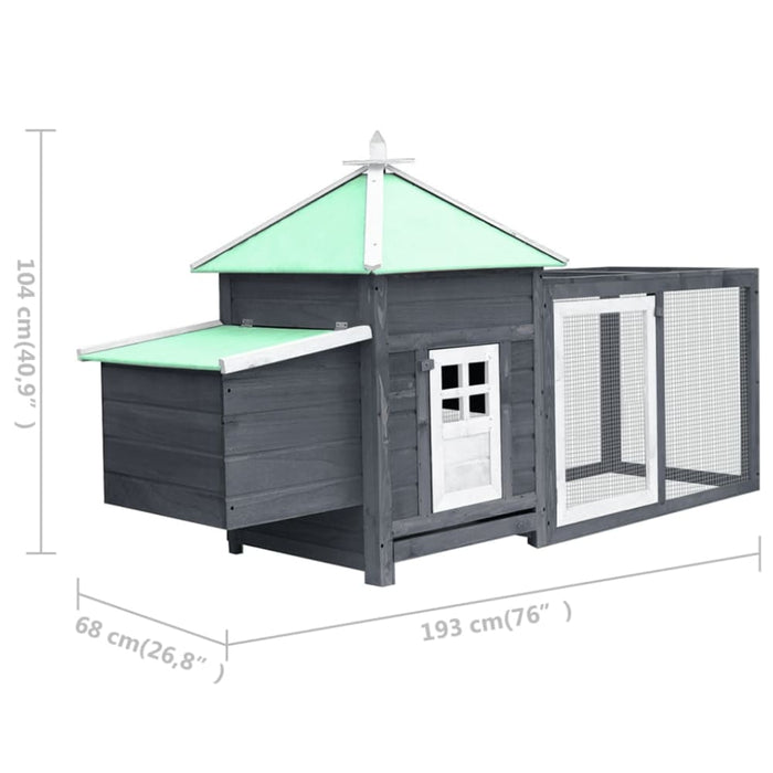 Chicken Coop with Nest Box Grey Solid Firwood Oibkno