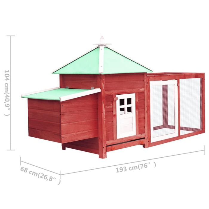 Chicken Coop with Nest Box Red Solid Firwood Oibknt