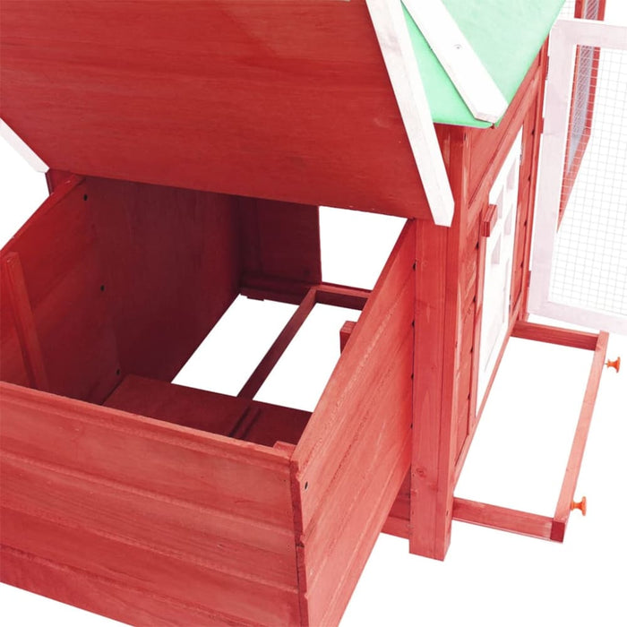 Chicken Coop with Nest Box Red Solid Firwood Oibknt