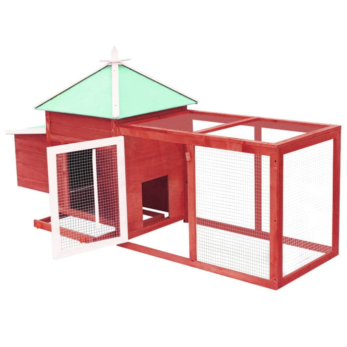 Chicken Coop with Nest Box Red Solid Firwood Oibknt