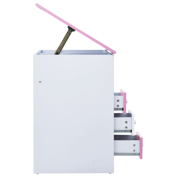 Children Drawing Study Desk Tiltable Pink and White Xniaai