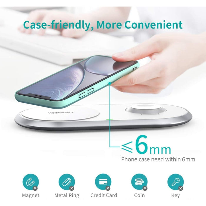 Choetech T317 2 - in - 1 Dual Wireless Charger Pad (mfi