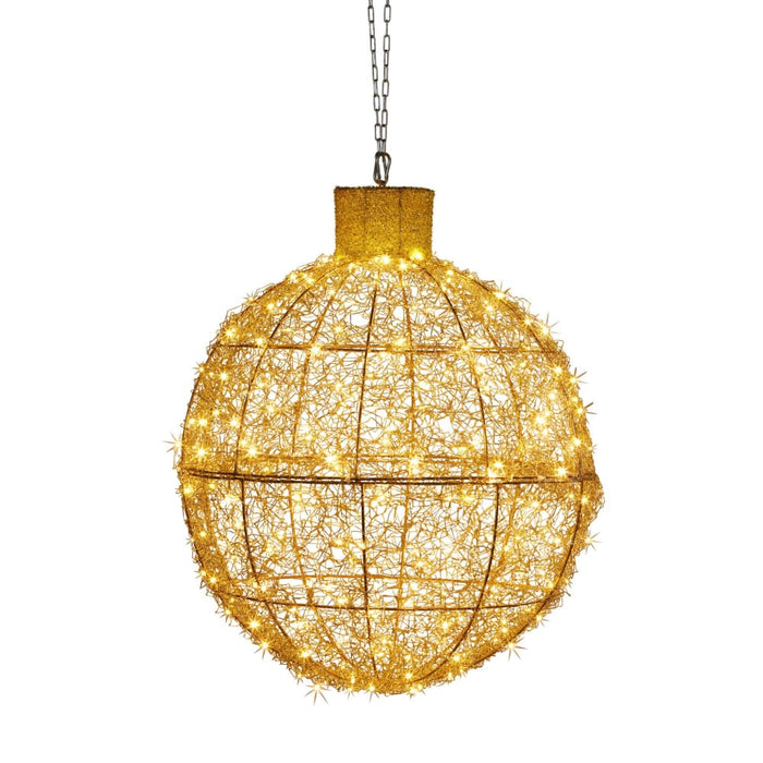 Christmas Display Bauble With Gold Lights - Indoor/outdoor