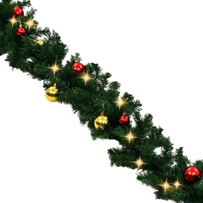 Christmas Garland Decorated with Baubles and Led Lights 10