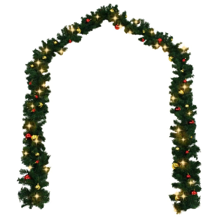 Christmas Garland Decorated with Baubles and Led Lights 10