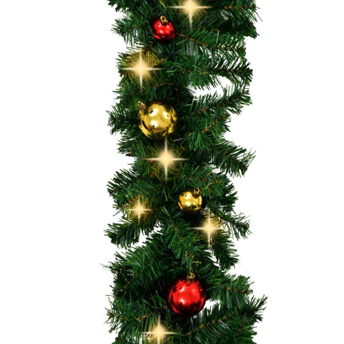Christmas Garland Decorated with Baubles and Led Lights 10