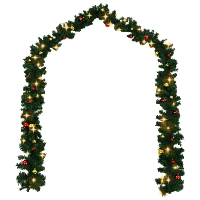 Christmas Garland Decorated With Baubles And Led Lights 20