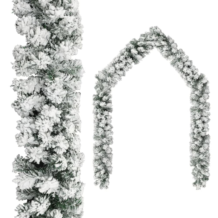 Christmas Garland with Flocked Snow Green 10 m Pvc Txbkln