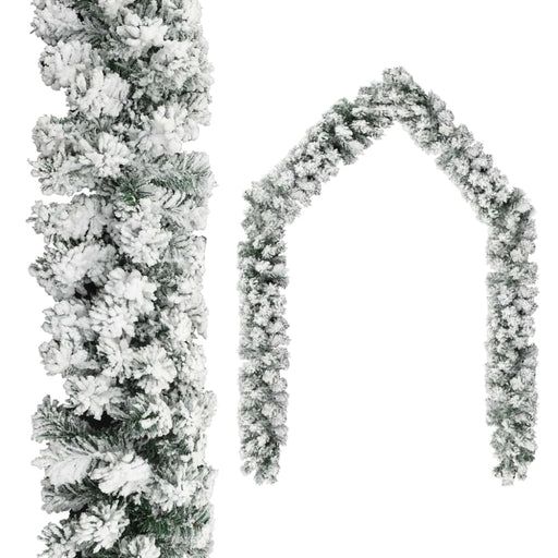 Christmas Garland with Flocked Snow Green 20 m Pvc Txbklk