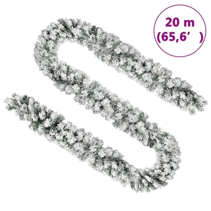 Christmas Garland with Flocked Snow Green 20 m Pvc Txbklk