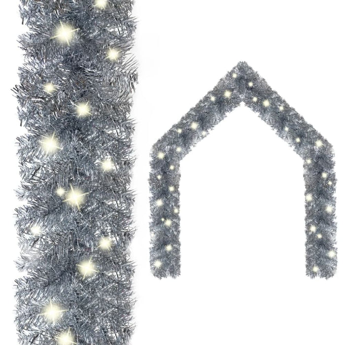 Christmas Garland with Led Lights 10 m Silver Txkxbp