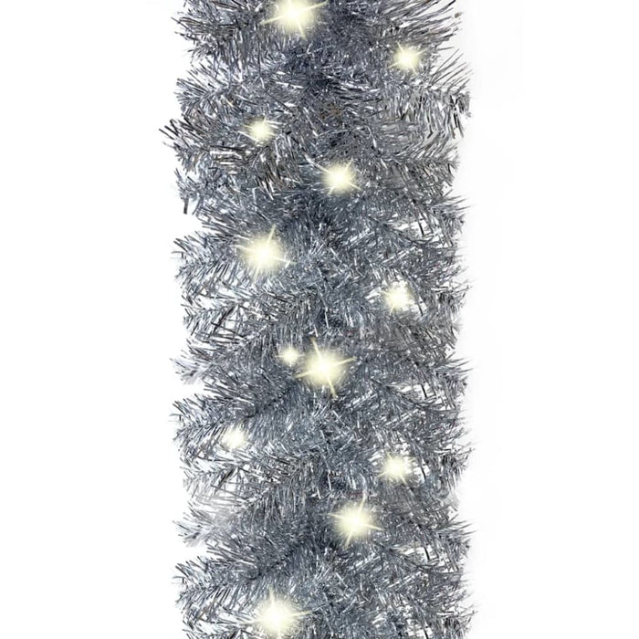 Christmas Garland with Led Lights 10 m Silver Txkxbp