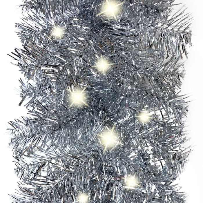 Christmas Garland with Led Lights 10 m Silver Txkxbp