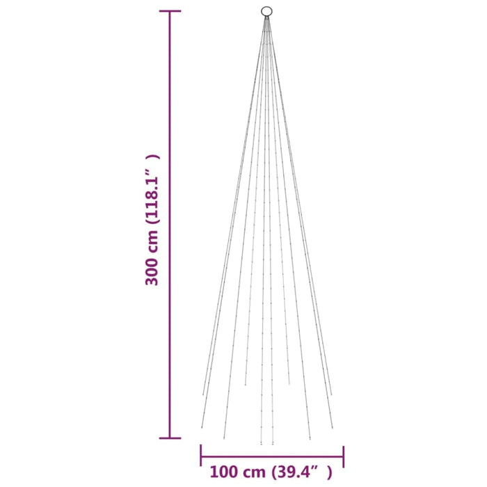 Christmas Tree on Flagpole Warm White 310 Leds 300 Cm Tatpxx