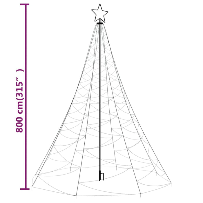 Christmas Tree With Spike Cold White 3000 Leds 800 Cm