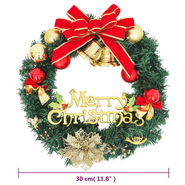 Christmas Wreath With 15 Leds Green 30 Cm Tpiila