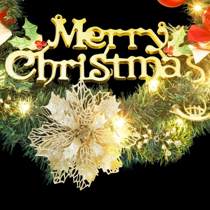 Christmas Wreath with 15 Leds Green 30 Cm Tpiila