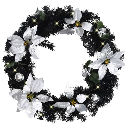 Christmas Wreath with Led Lights Black 60 Cm Pvc Txopon