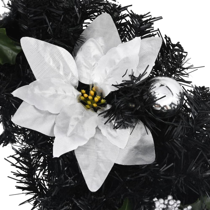 Christmas Wreath With Led Lights Black 60 Cm Pvc Txopon