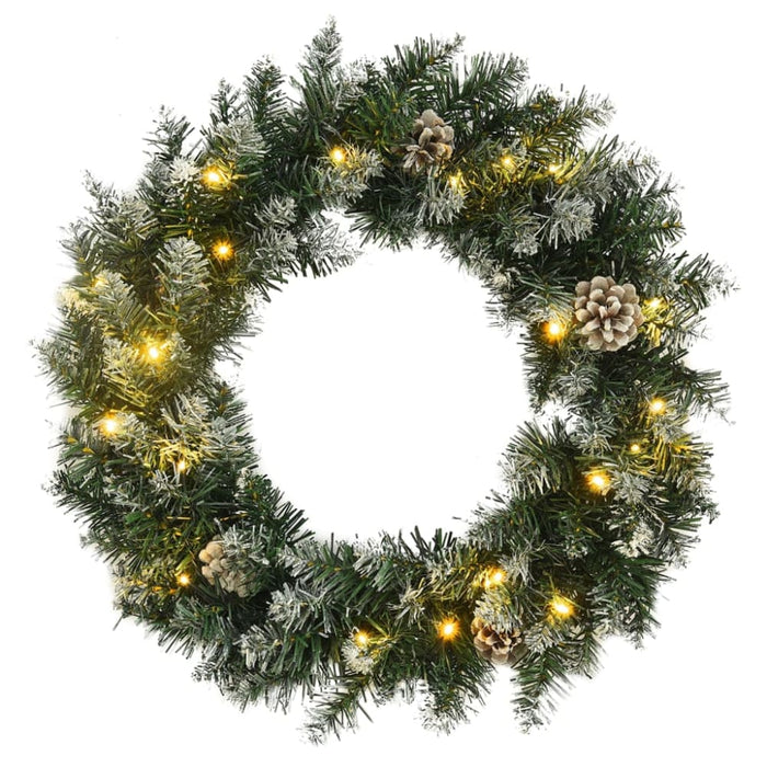 Christmas Wreath With Led Lights Green 45 Cm Pvc Tapoio