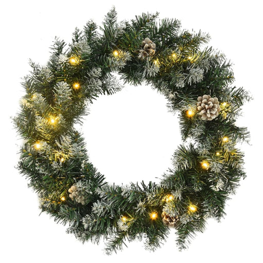 Christmas Wreath With Led Lights Green 60 Cm Pvc Tapoix
