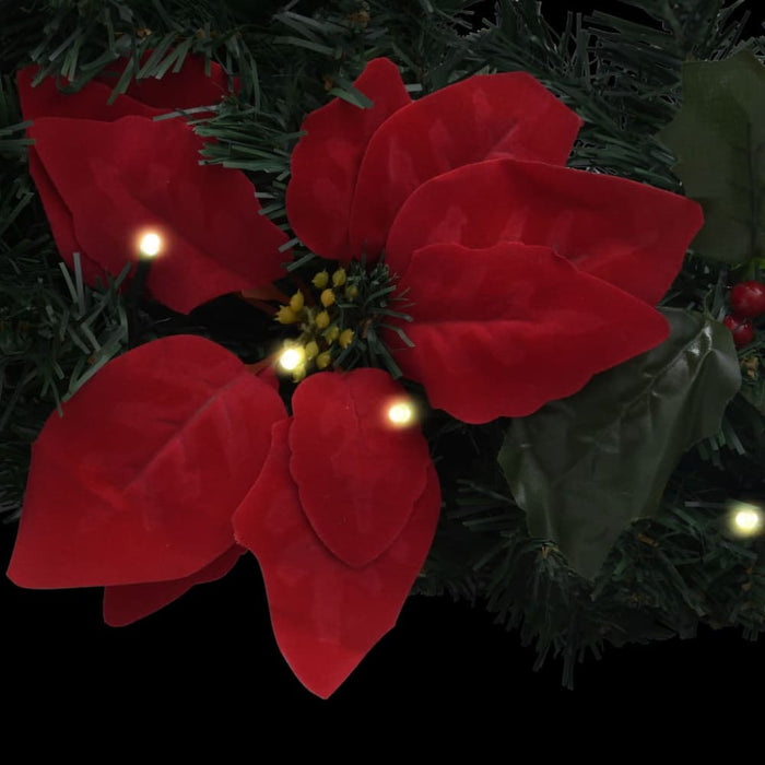 Christmas Wreath With Led Lights Green 60 Cm Pvc Txopoi