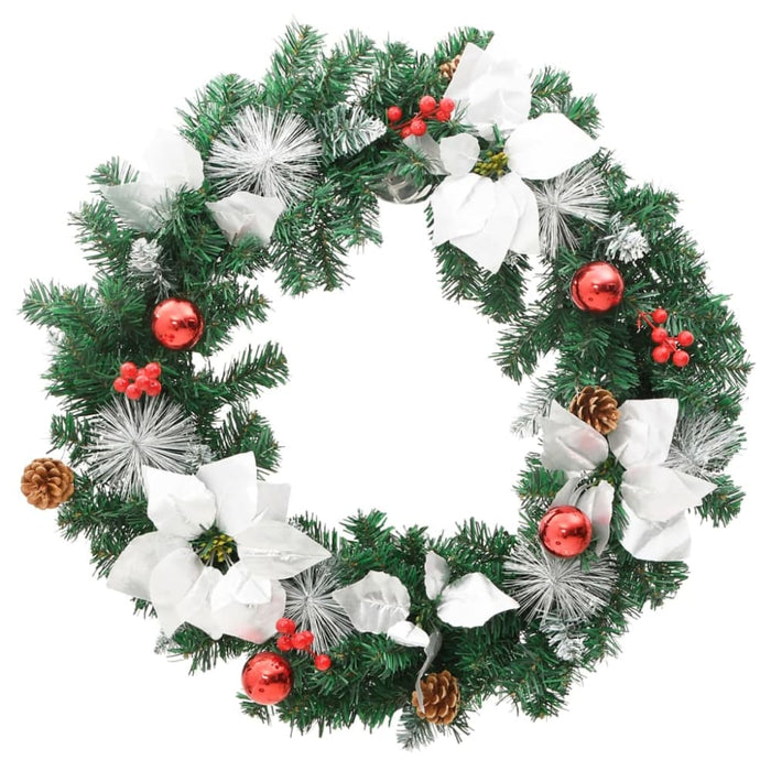 Christmas Wreath with Led Lights Green 60 Cm Pvc Txopol