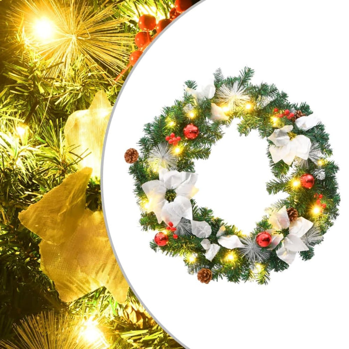 Christmas Wreath with Led Lights Green 60 Cm Pvc Txopol