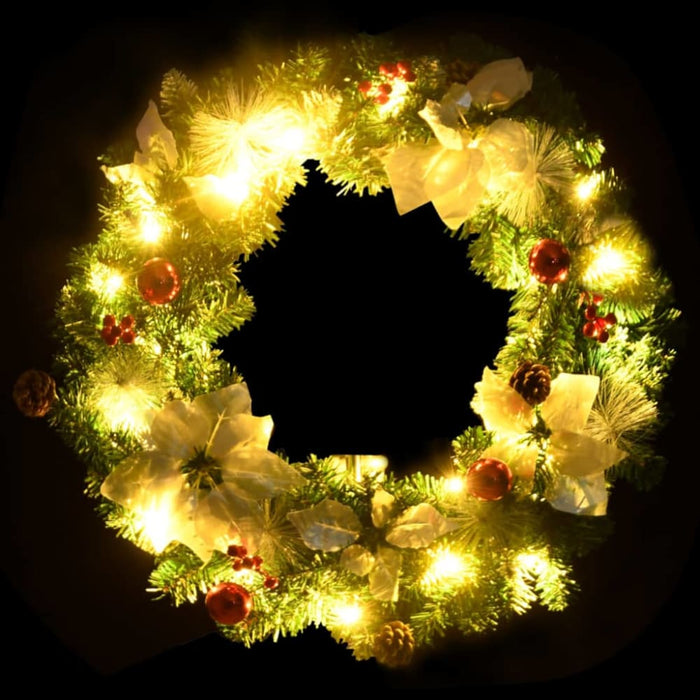 Christmas Wreath with Led Lights Green 60 Cm Pvc Txopol