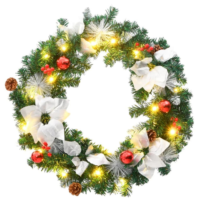 Christmas Wreath with Led Lights Green 60 Cm Pvc Txopol