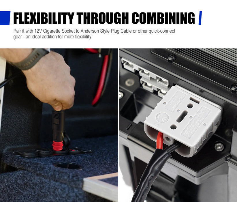 50A Anderson Style Plug To Cigarette Plug Socket Adapter Cable Lead