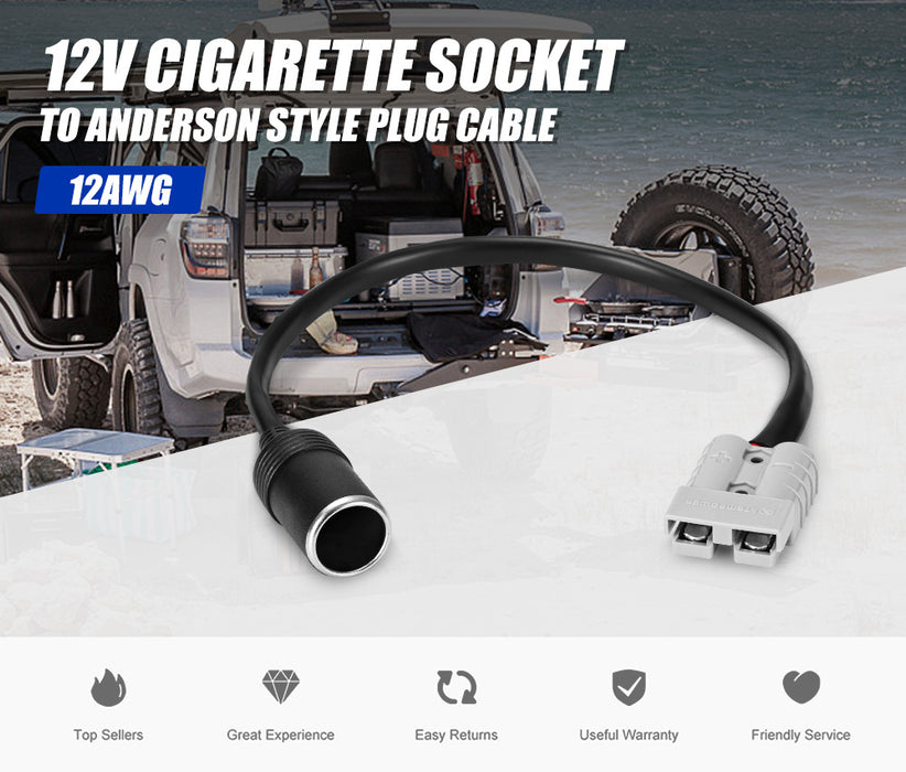 50A Anderson Style Plug To Cigarette Female Socket Connector Cable