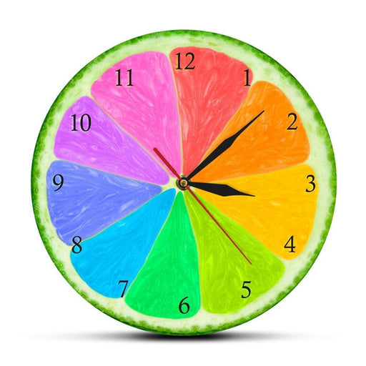 Citrus Rainbow Wall Clock Silent Non Ticking Natural