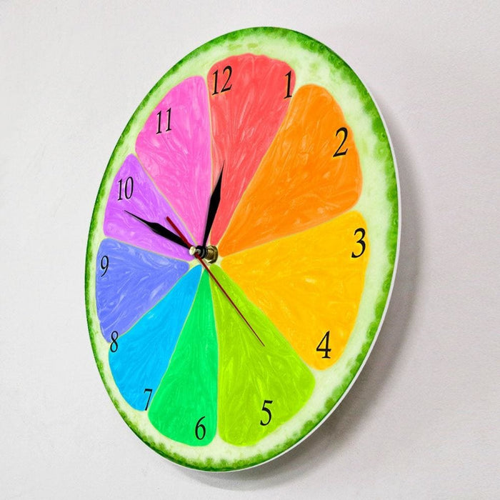 Citrus Rainbow Wall Clock Silent Non Ticking Natural