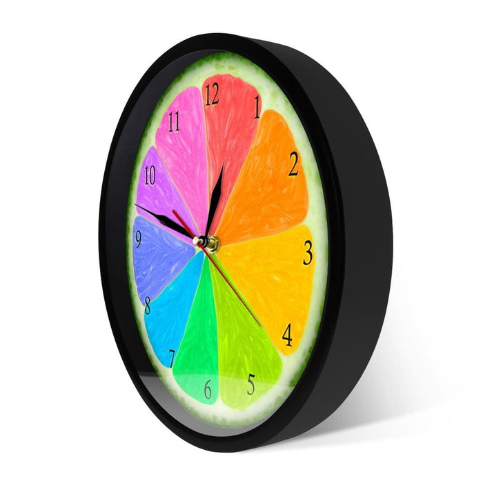 Citrus Rainbow Wall Clock Silent Non Ticking Natural